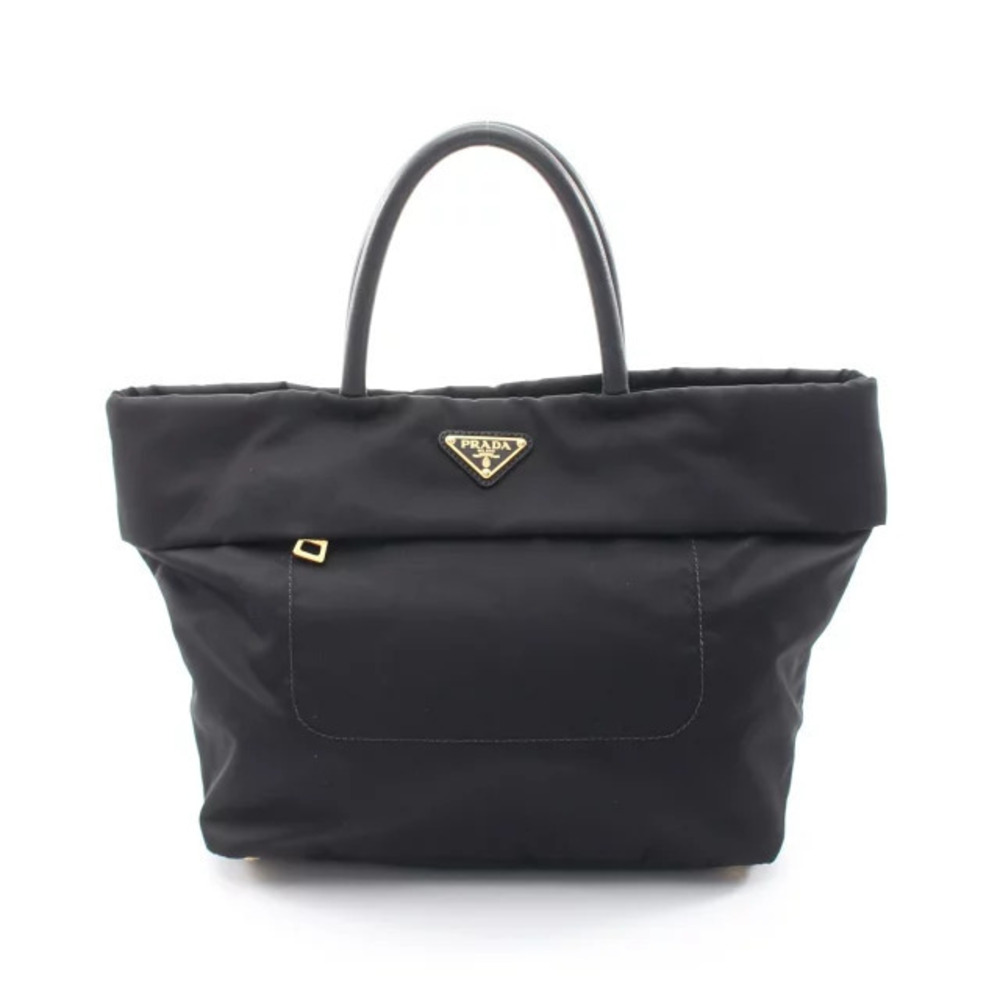 Prada Triangle Tote Tessuto Saffiano Bag Leather Black